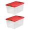 IRIS Christmas Plastic Storage Bins with Lids and Secure Latching Buckles, Holiday Red
